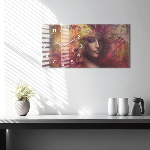 Horizontal wall clock Portrait of a woman