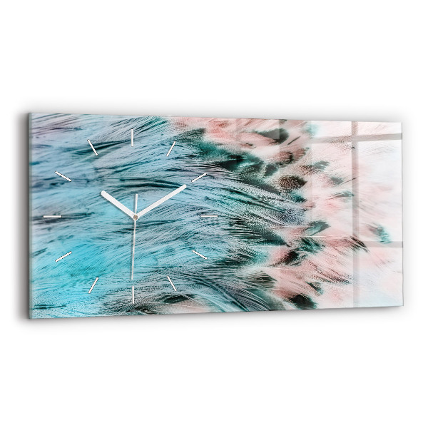 Horizontal wall clock Colorful feathers