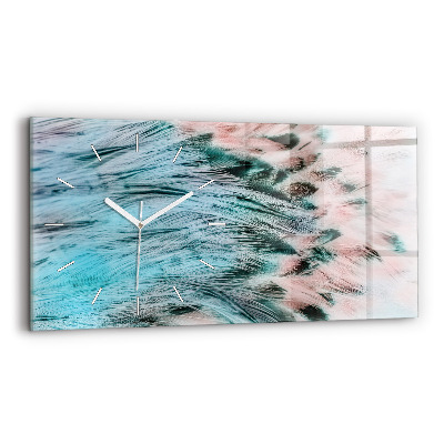 Horizontal wall clock Colorful feathers