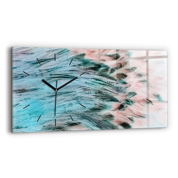 Horizontal wall clock Colorful feathers