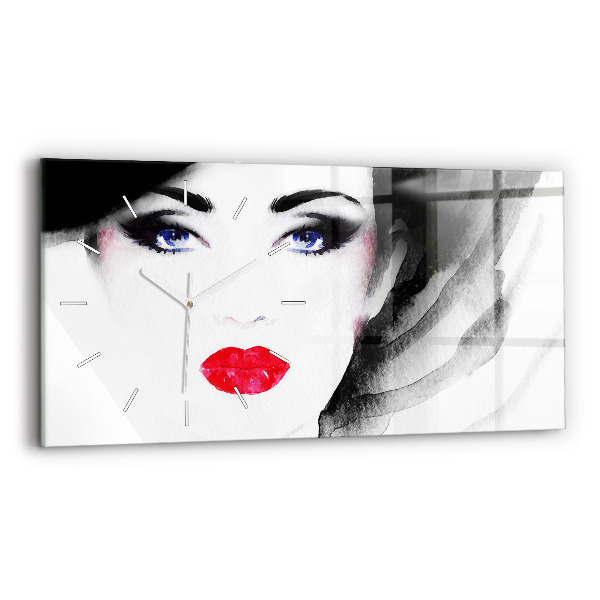 Horizontal wall clock Portrait of a woman