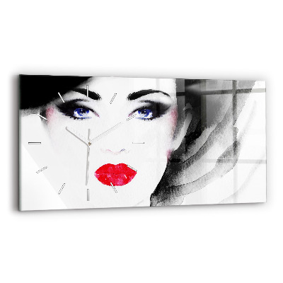 Horizontal wall clock Portrait of a woman