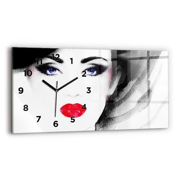 Horizontal wall clock Portrait of a woman