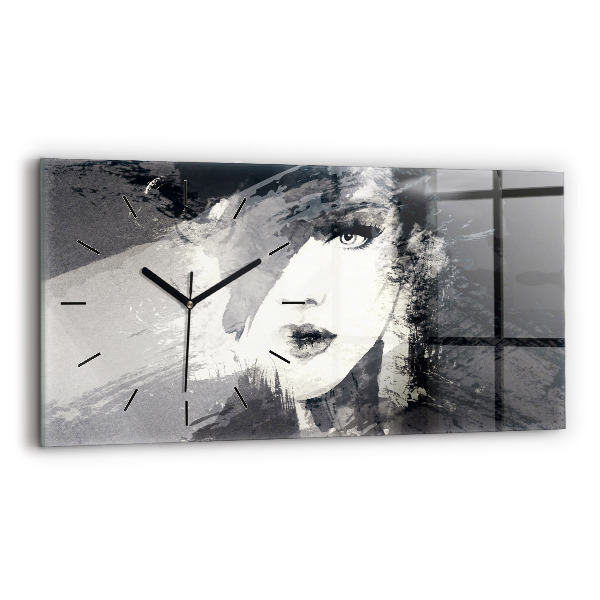 Horizontal wall clock Woman - watercolors