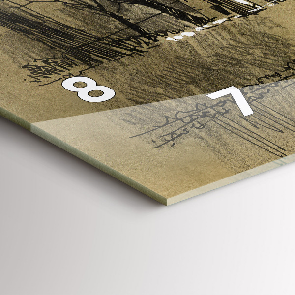 Horizontal wall clock Park and trees in sepia