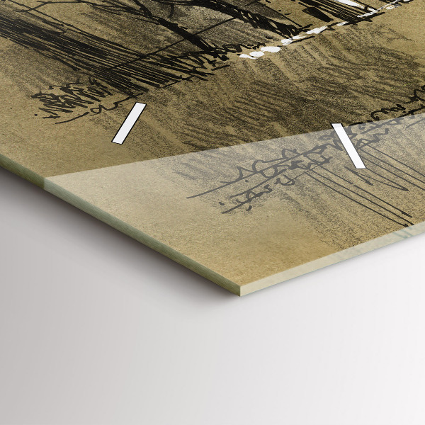 Horizontal wall clock Park and trees in sepia