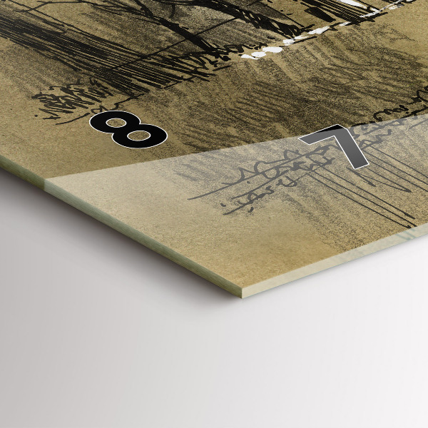 Horizontal wall clock Park and trees in sepia