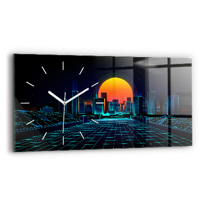 Horizontal wall clock Cyberspace City