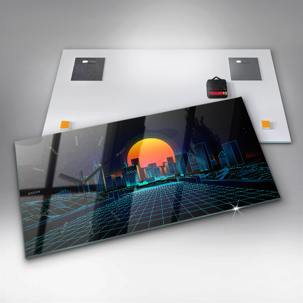Horizontal wall clock Cyberspace City