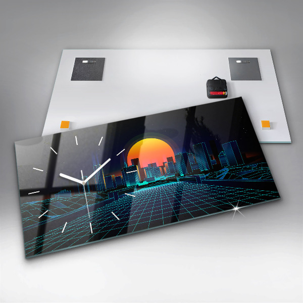 Horizontal wall clock Cyberspace City