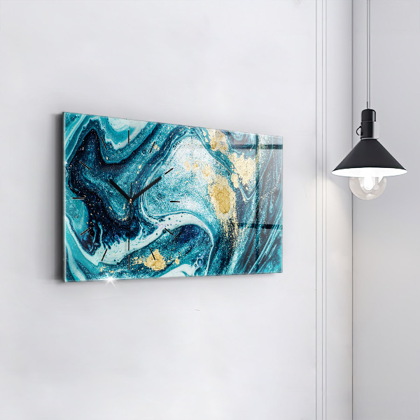 Horizontal wall clock Abstract Marble