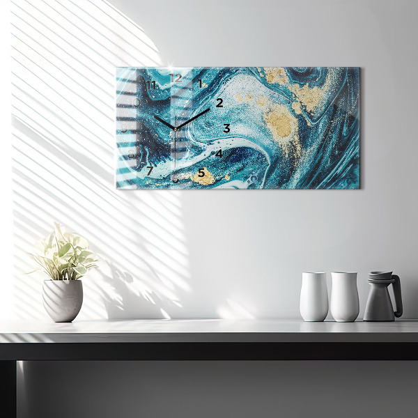 Horizontal wall clock Abstract Marble
