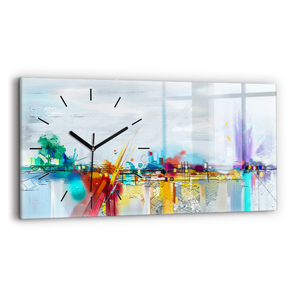 Horizontal wall clock Abstract bridge