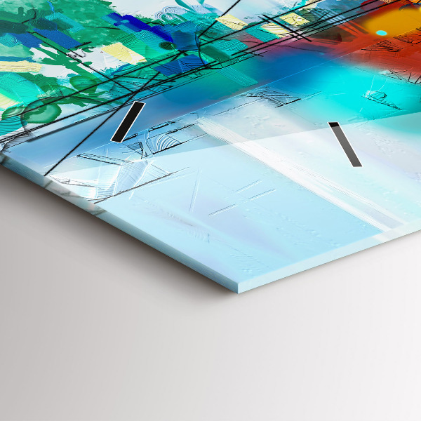 Horizontal wall clock Abstract bridge