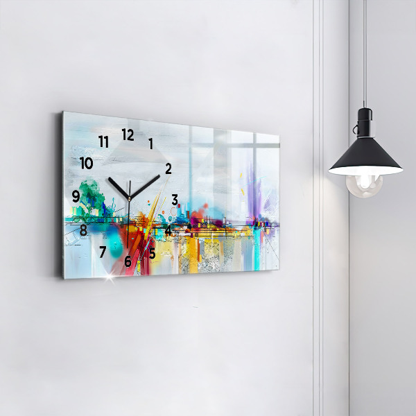 Horizontal wall clock Abstract bridge