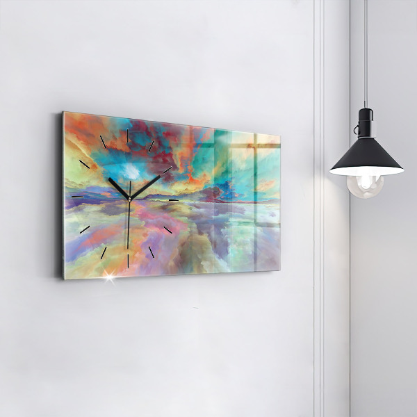 Horizontal wall clock Abstract landscape