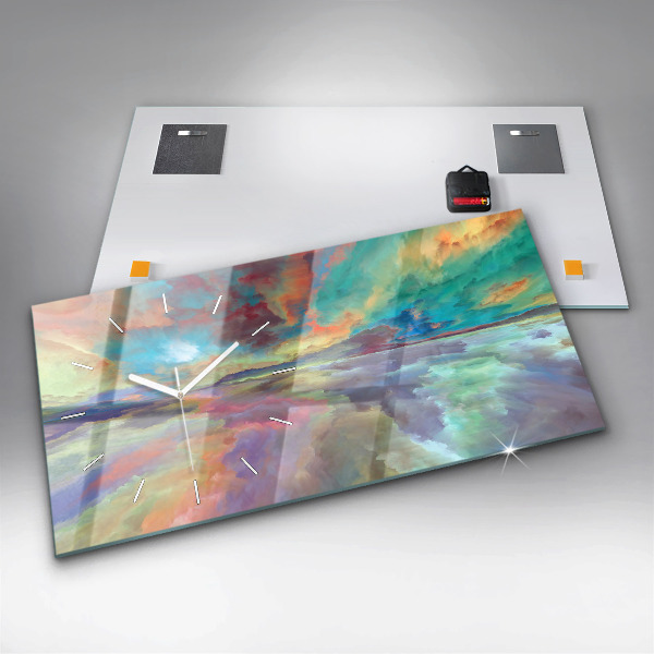 Horizontal wall clock Abstract landscape