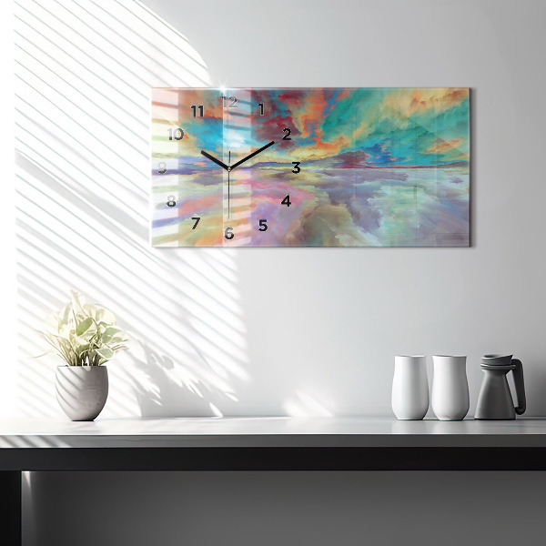 Horizontal wall clock Abstract landscape