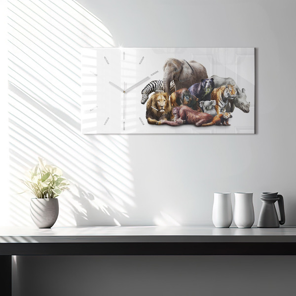 Horizontal wall clock Wild animals