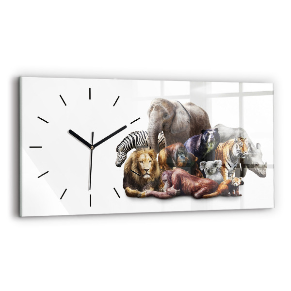 Horizontal wall clock Wild animals
