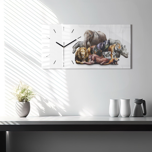 Horizontal wall clock Wild animals