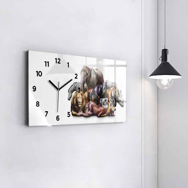 Horizontal wall clock Wild animals