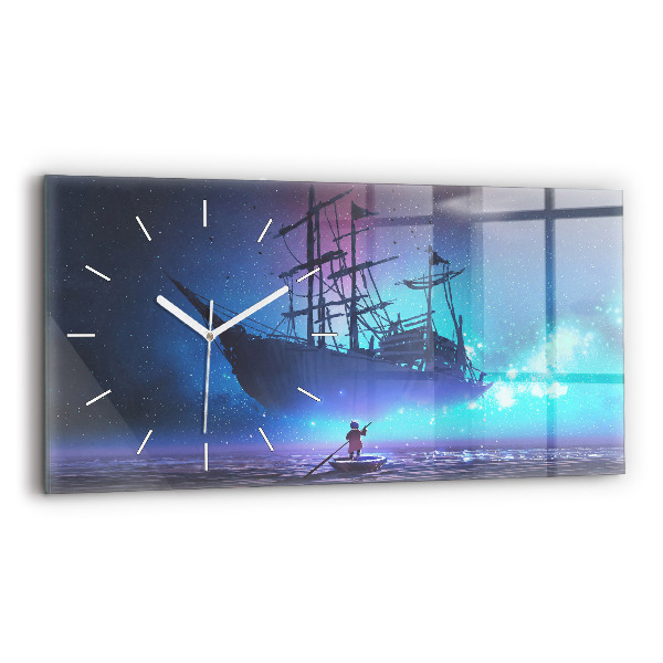 Horizontal wall clock Fantasy Sailing Ship