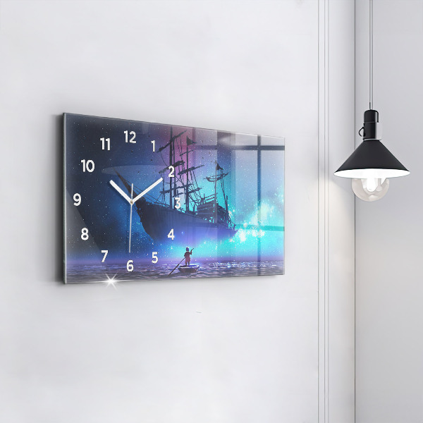 Horizontal wall clock Fantasy Sailing Ship