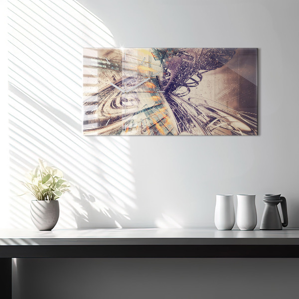 Horizontal wall clock Abstract mechanism