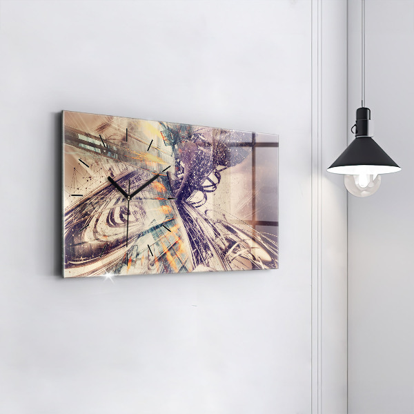 Horizontal wall clock Abstract mechanism