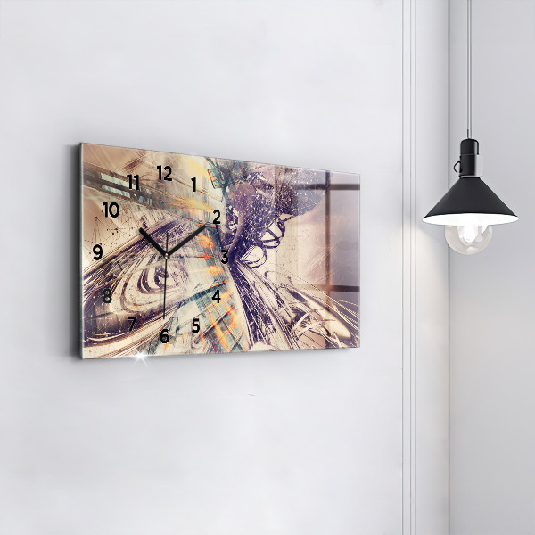 Horizontal wall clock Abstract mechanism