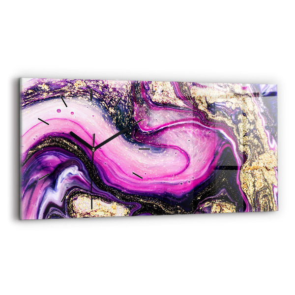 Horizontal wall clock Abstract Marble