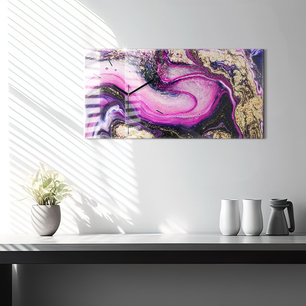 Horizontal wall clock Abstract Marble