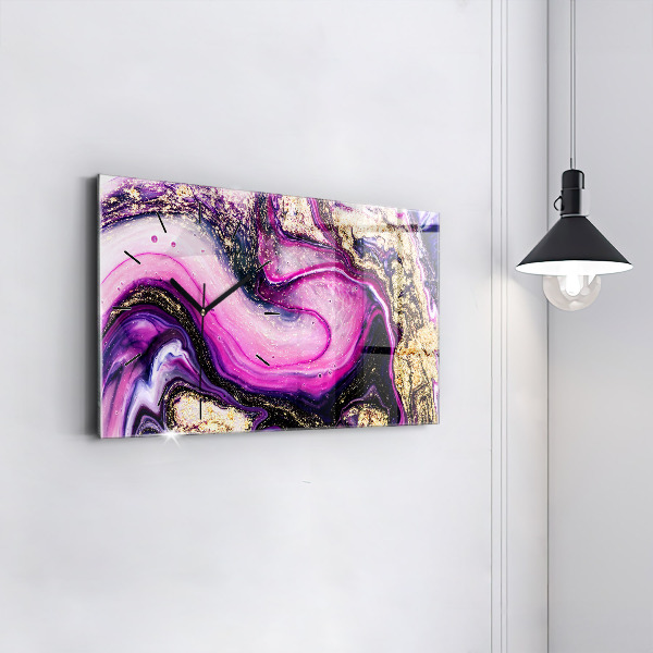 Horizontal wall clock Abstract Marble