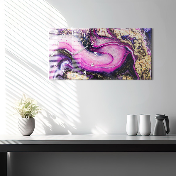 Horizontal wall clock Abstract Marble