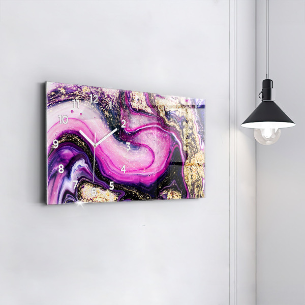 Horizontal wall clock Abstract Marble