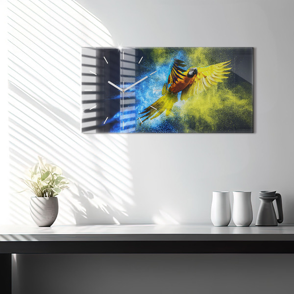 Horizontal wall clock Colorful Parrot