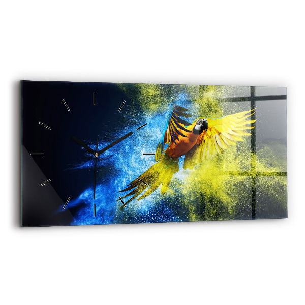 Horizontal wall clock Colorful Parrot