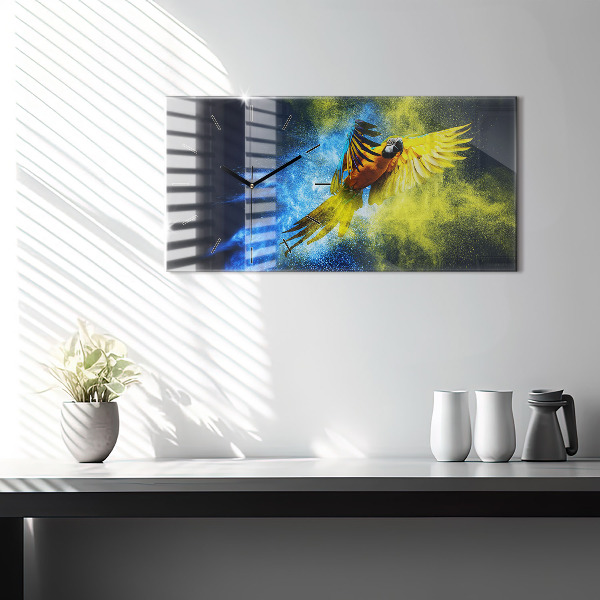 Horizontal wall clock Colorful Parrot