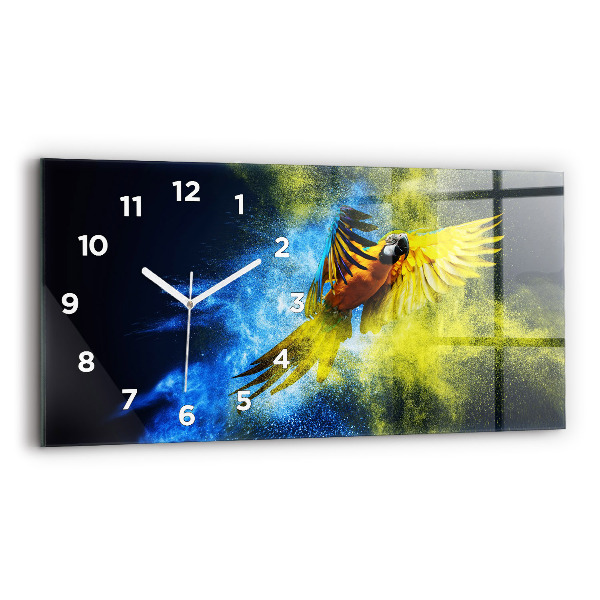 Horizontal wall clock Colorful Parrot