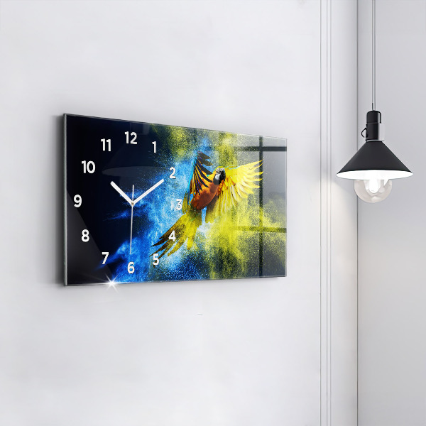 Horizontal wall clock Colorful Parrot