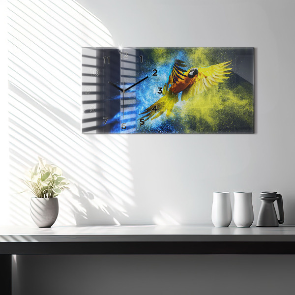 Horizontal wall clock Colorful Parrot