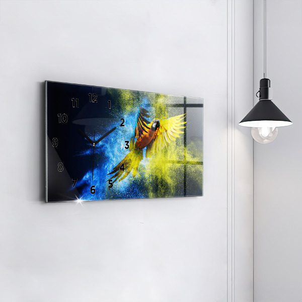 Horizontal wall clock Colorful Parrot