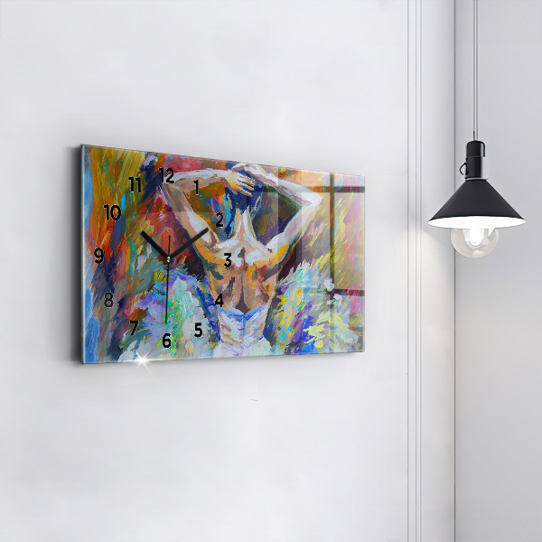 Horizontal wall clock Painted Ballerina