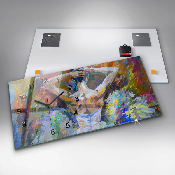 Horizontal wall clock Painted Ballerina