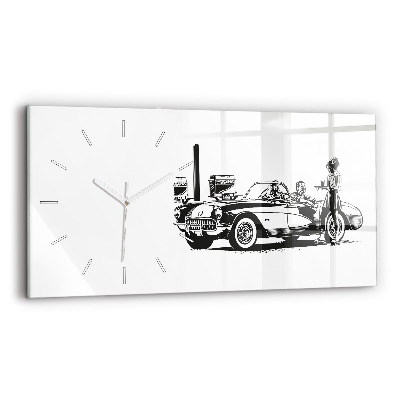Horizontal wall clock Retro Illustration