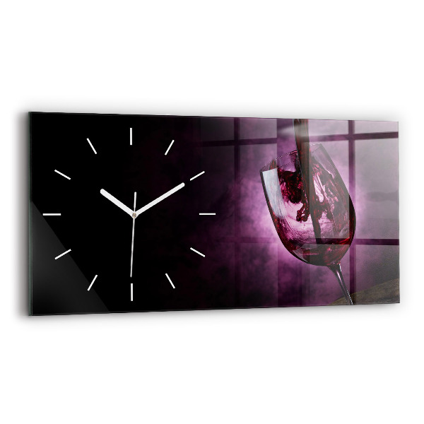 Horizontal wall clock Wine glass