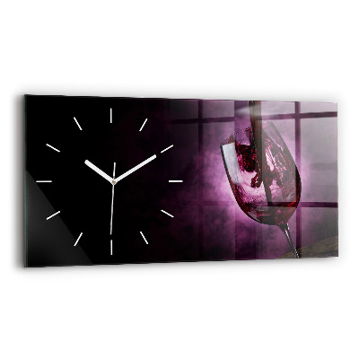Horizontal wall clock Wine glass