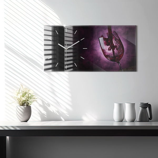 Horizontal wall clock Wine glass