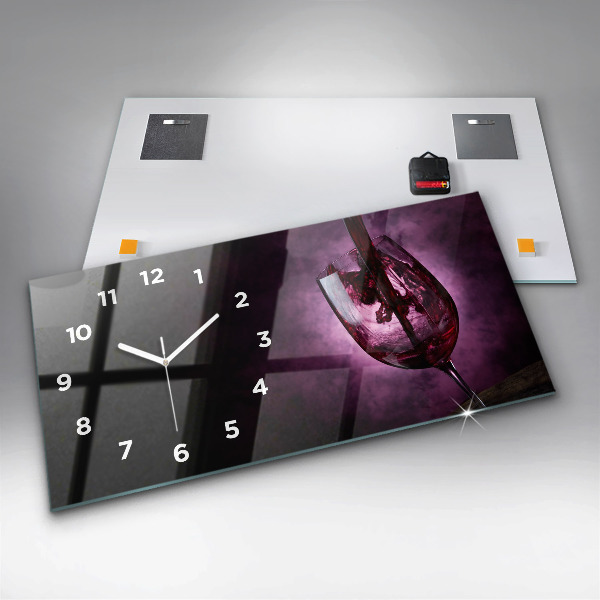 Horizontal wall clock Wine glass